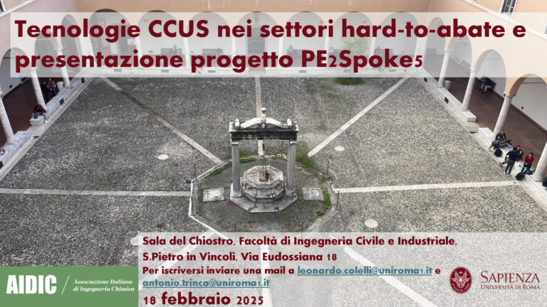 Tecnologie CCUS nei settori hard-to-abate epresentazione progetto PE2Spoke5 // AIDIC Sezione Centro